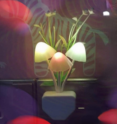 anso 3 Bulbs Night Light Light Sensor LED Mushroom Lamp Night Lamp Baby Home Bedsides (Grass)