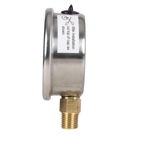 Liquid Filled Pressure Gauge, 2-1/2" Dia, 0-15 Psi, 1/4" NPT Lower Mount