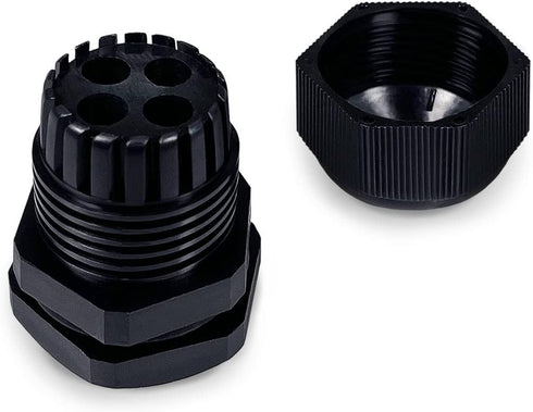 Waterproof Multi-Hole Nylon Cable Glands for Electrical Enclosure, 4 Holes, Pack of 3pcs, 1", Black