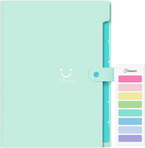 Forvencer Accordion File Organizer, Letter Size, 7 Pocket Expanding Folder for School Office Supplies (Green)