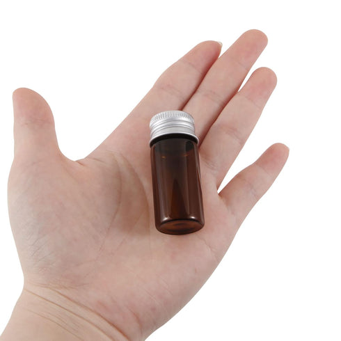 10ml Amber Glass Vials with Screw Caps and Plastic Stoppers, Leak-Proof Small Brown Liquid Sample Vial, 50PCS
