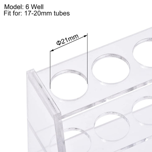 uxcell Acrylic Test Tube Holder Lab Stand Rack, 6 Wells for 25ml Centrifuge Tubes Clear