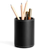 Leather Pencil Holder, Round Black Pencil Case for Office Desk, Home Stationery Organizer