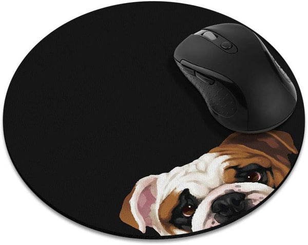Non-Slip Round Mousepad, WIRESTER English Bulldog Design for Home, Office, and Gaming Desk
