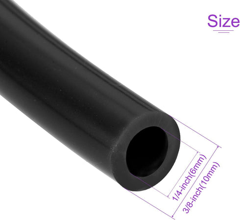 DMiotech 1/4"(6mm) ID 3/8"(10mm) OD 10 Feet Black Silicone Tube, Industrial Tubing for Water Air Pump