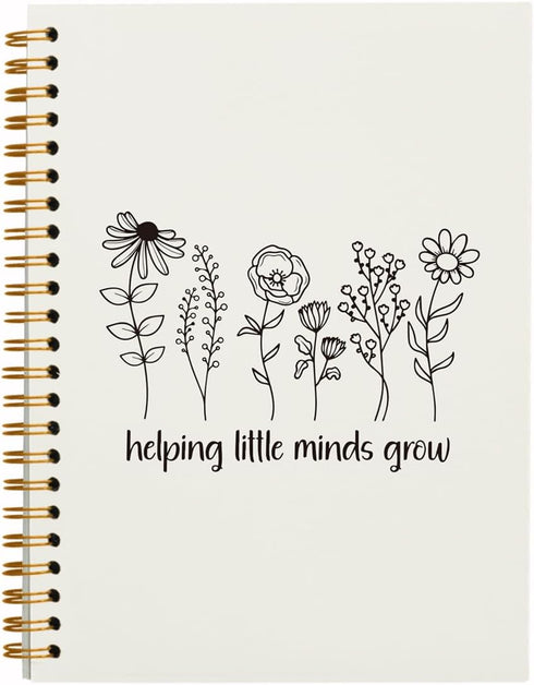 Helping Little Minds Grow Notebook, Inspirational Teacher Gifts, Hardcover Spiral Journal for Office School, 5.5x8.3