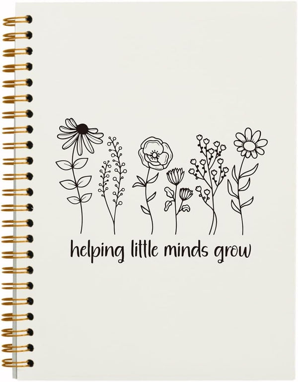 Helping Little Minds Grow Notebook, Inspirational Teacher Gifts, Hardcover Spiral Journal for Office School, 5.5x8.3