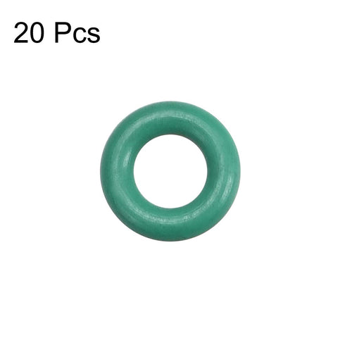 uxcell Fluorine Rubber O-Rings, 6mm OD 3mm ID 1.5mm Width FKM Seal Gasket for Vehicle Machinery Plumbing, Green, Pack of 20