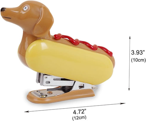 Yobro Desk Stapler Set, Office Supply Kit with Mini Stapler & Tape Dispenser, Dachshund Hot Dog Design with Squeezing