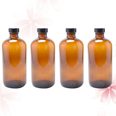 KICHOUSE 4pcs Round Glass Bottles Cap Reusable Glass Bottles for Candle Jars