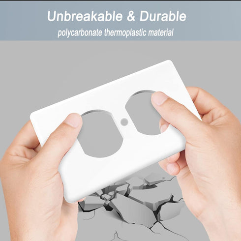 1-Gang Duplex Outlet Wall Plate Cover for Electrical outlets Unbreakable Polycarbonate Thermoplastic Outlet Cover Plate Receptacle Cover, Light Switch Cover, White, 20 Pack