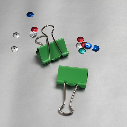 JAM PAPER Colorful Binder Clips - Medium 1 1/4 Inch (32 mm) Green Binderclips, 15 Pack for Office Supplies