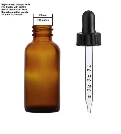 Comfort Axis Graduated Glass Droppers Black for 1 oz Round Bottles, 3 Pack