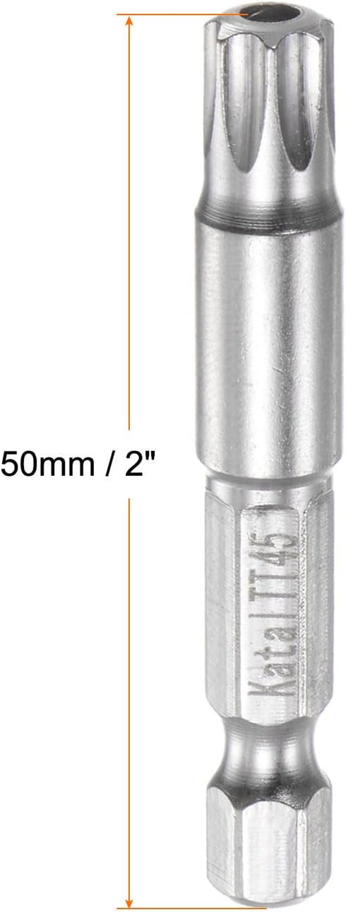 4pcs TT45 Star 7 Point Screwdriver Bit 1/4" Hex Shank 2" Length Magnetic Security Torx Screw Driver Power Tool by HARFINGTON