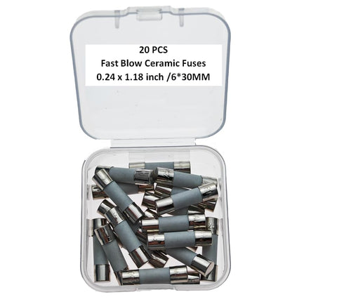F25A250V Fuse, 25A Fast Blow Ceramic Fuses, 20 pcs, 6x30MM, 25Amp 250v Fuses