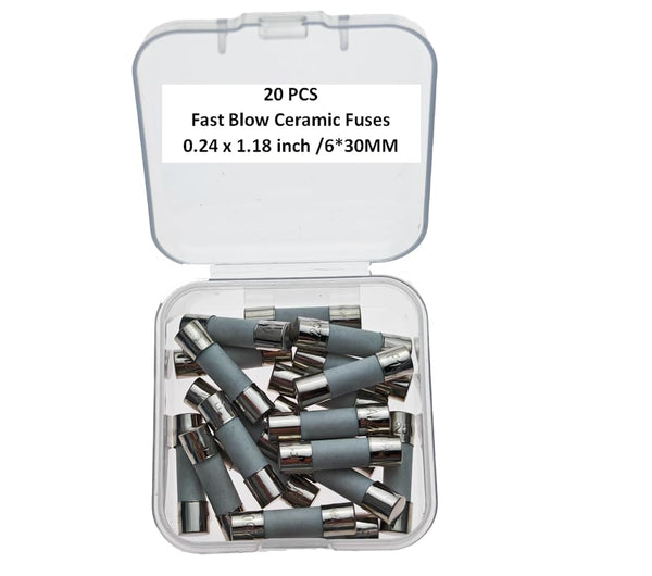 F25A250V Fuse, 25A Fast Blow Ceramic Fuses, 20 pcs, 6x30MM, 25Amp 250v Fuses