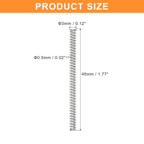 uxcell 5Pcs Compression Spring, 0.02" Wire Diameter, 0.12" OD, 1.77" Free Length 304 Stainless Steel Coil Spring, Silver