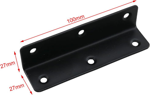 TAODAN 4PCS 100x27x27mm 90 Stainless Steel Black Long Strip Corner Code Metal L Shape Bracket with Mounting Screws
