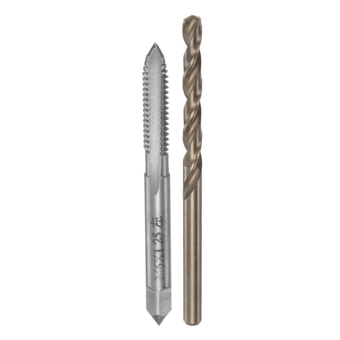 uxcell M6 x 1.25 H2 Left Hand Straight Flute Tap & Bit Set, 4.7mm M35 Cobalt HSS-CO Twist Drill Bit