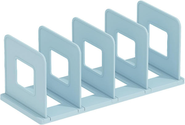 Marte Vanci 4 Slots Desktop File Sorter Organizer, Thickened Plastic Magazine Holder for Office Desk, Blue