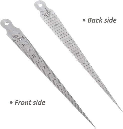 Taper Gage 1-15mm 1/32-5/8 Inch Stainless Steel Taper Welding Gauge, Inch & Metric Feeler Gap Measure Tool