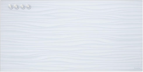 ECR4Kids MessageStor Magnetic Dry-Erase Glass Board, 18in x 36in, Wall-Mounted Whiteboard with White Waves