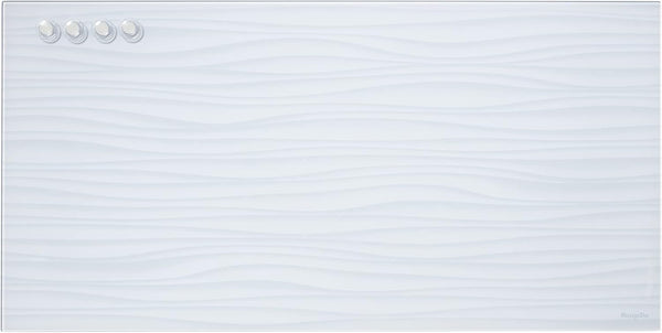 ECR4Kids MessageStor Magnetic Dry-Erase Glass Board, 18in x 36in, Wall-Mounted Whiteboard with White Waves