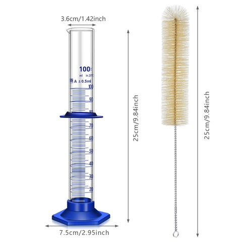 5PCS Graduated Cylinder Measuring Cylinder, Thick Glass Lab Cylinders (100ML)