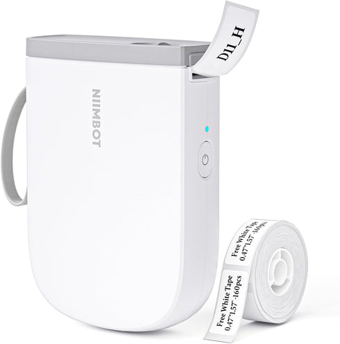 NIIMBOT Label Maker with Tape D11, Portable Bluetooth Label Printer, Rechargeable 300 DPI, White