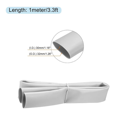 1.7:1 1-3/16"(30mm) 1-1/4"(32mm) 3.3ft MECCANIXITY Silicone Heat Shrink Tubing Ratio ID x OD Silicone Rubber Hose