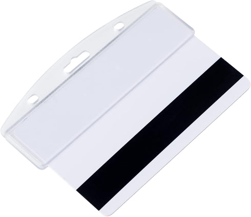Pawfly 5 Pack Horizontal Half Card Badge Holders with Grippers, Hard Transparent Protectors for IDs and Credit Cards