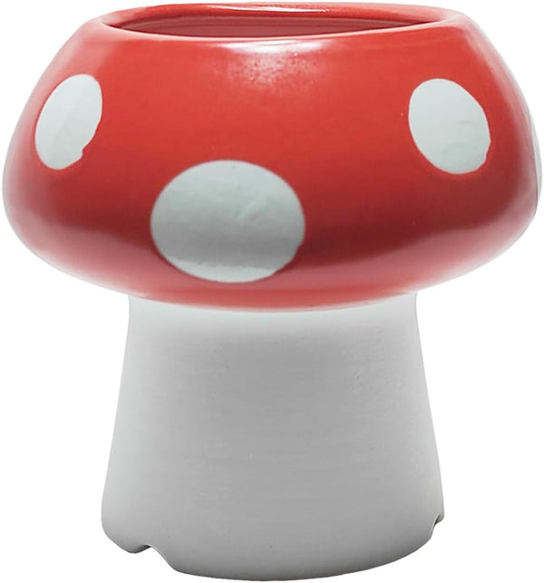 Cute Mushroom Pencil Holder for Desk, Ceramic Pencil Cup Decoration Accessories, Red Mushroom Decor Succulent Plant Pot