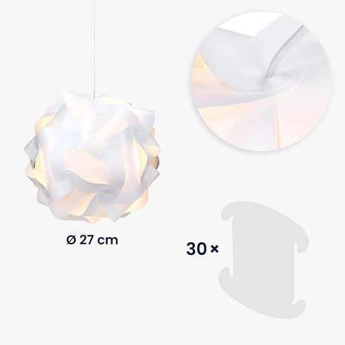 30 15 10.6 27 cm kwmobile DIY Puzzle Lamp Shade - Modern IQ Jigsaw Light in Pieces min. Different Designs - Diameter