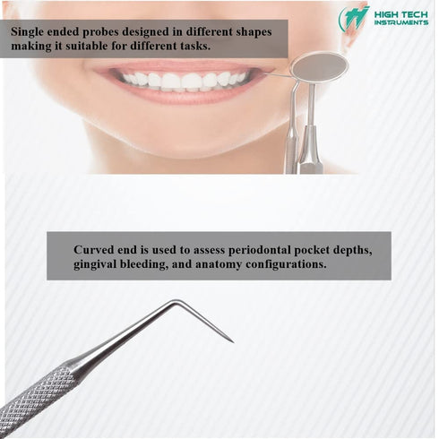 HIGH TECH INSTRUMENTS #6 (1) Dental Probe Explorer Made of Stainless Steel Reusable Tool Plaque & Tartar Remover Tooth
