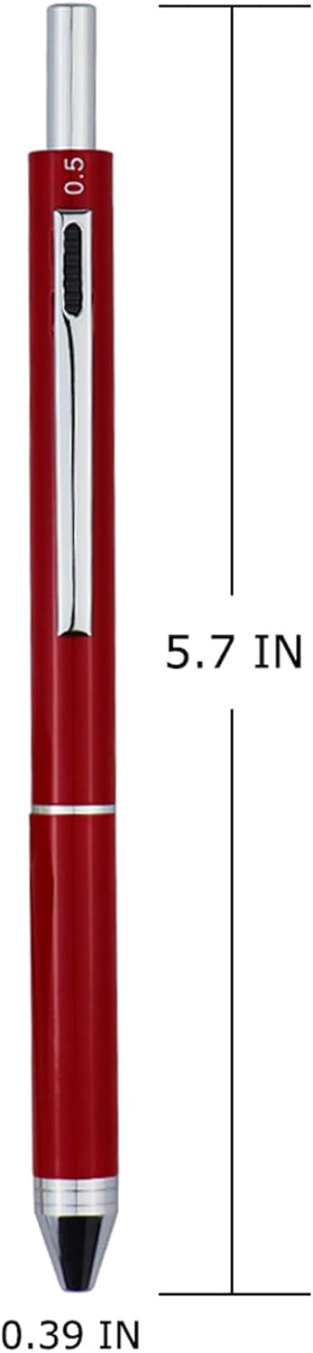 DUNBONG Metal Multifunction Pen - 4 in 1 Multicolor Pen, 0.5mm Mechanical Pencil, 1-Count (Red)