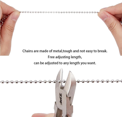 DICOSMETIC 4Pcs Fan Pull Chain, Ceiling Pull Chain Extension with Cattle Head Design, Stainless Steel Ball Chain