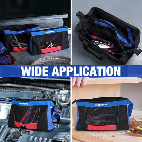 WORKPRO 12" Tool Pouches with Zipper, Utility Bag Pouch for Tool Organizers and Storage, 2-Pack