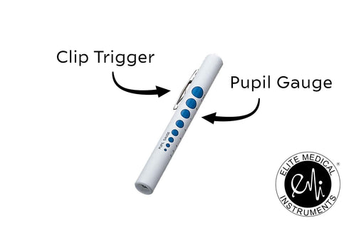 (6 Pack EMI White Bright LED Disposable Diagnostic Penlights with Pupil Gauges - Select Quantity - Purple)