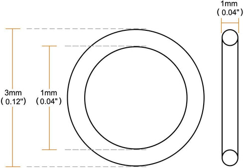 uxcell Silicone O-Rings, 3mm OD 1mm ID 1mm Width VMQ Seal Gasket for Compressor Valves, White, Pack of 200