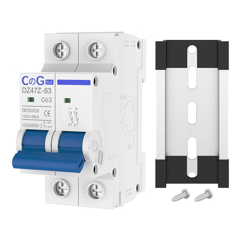 DC Miniature Circuit Breaker, CGELE 2 Pole 63 Amp 500V DC Disconnect Switch for Solar PV Systems