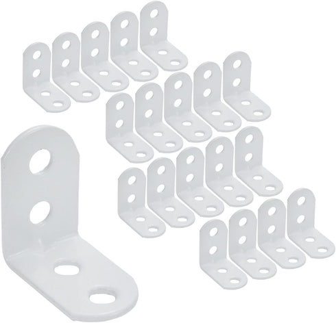 20pcs Heavy Duty Iron L Bracket Joint Right Angle Bracket for Floating Shelf Wood Table Top, White (29x29x18mm)