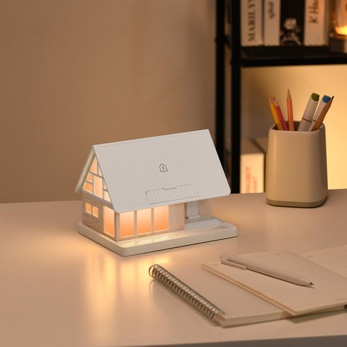 SMARTERIOR 15W 3-Level Dimmable Night Light,House-Shaped Nightstand Light with Wireless Charger and White Noise