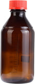 4 Pieces Amber Glass 1000 mL Graduated Round Lab Reagent Bottles with GL45 Red Screw Cap