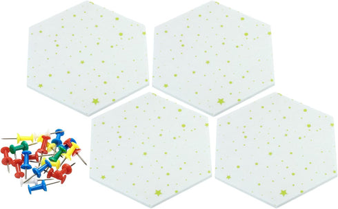 PATIKIL Self-Adhesive Hexagon Felt Board Tiles, 4 Pack with Push Pins for Home Office Decor, White