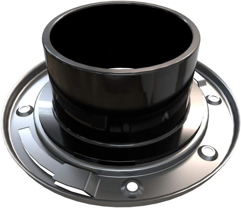 Oatey 43494 Fast Set Black ABS Stainless Steel Ring Closet Flange - 3-Inch x 4-Inch