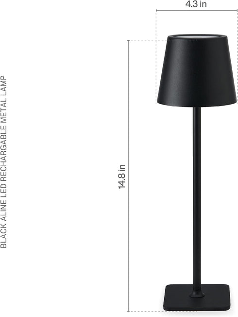 15-Inch 3 Dimming, 48 1200mAh Elements Rechargeable LED Metal Lamp with Touch Control - Light Colors, Stepless LED