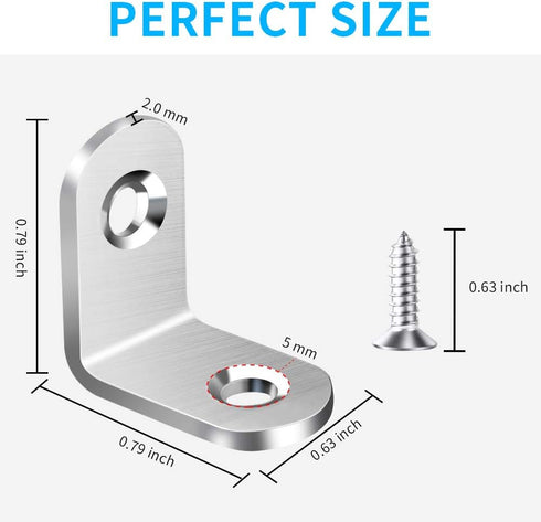 Vicuna R 40PCS 80PCS (0.79 0.79 inch) L Bracket Corner Brace, Stainless Steel L Brackets for Shelves, Metal Corner