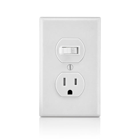 Leviton T5225-W Combination, 15 Amp, 120 Volt AC Toggle Switch and 15amp, 125 Volt Tamper Resistant Receptacle