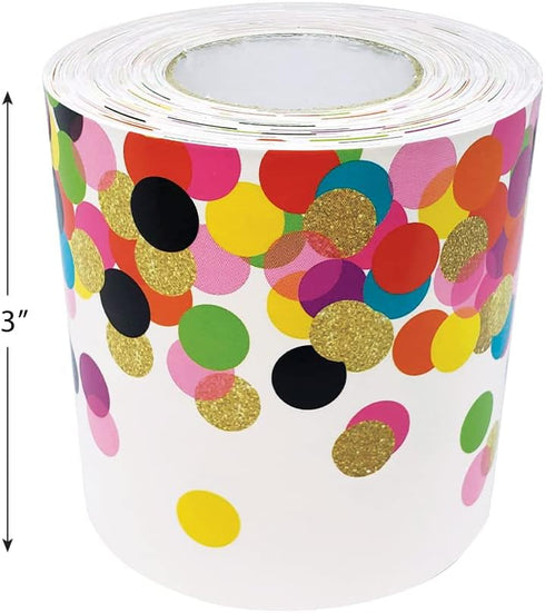 Teacher Created Resources Confetti Straight Rolled Border Trim, 50ft for Bulletin Boards, Walls, Classrooms, Offices