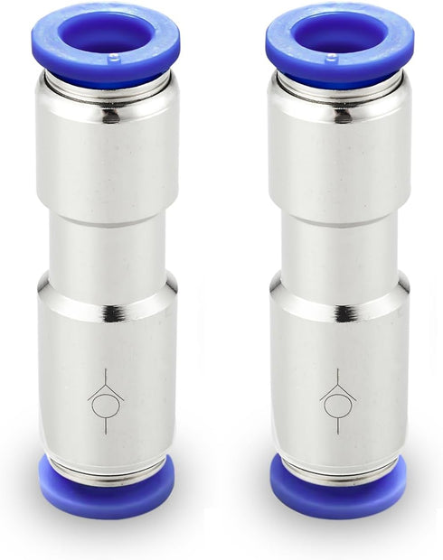 Metalwork Nickel Plated Brass & Plastic Push to Connect Inline Check Valve Union Fitting (Pack of 2)